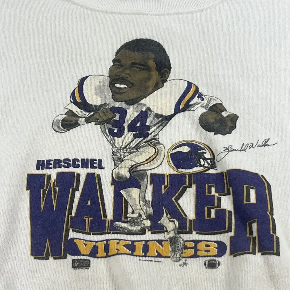 Salem Herschel Walker Crewneck Sweatshirt Youth L Caricature Minnesota Vikings‎